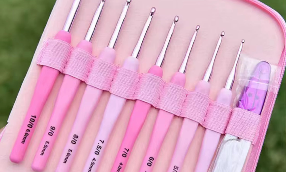Cartuchera con agujas rosa ergonómica