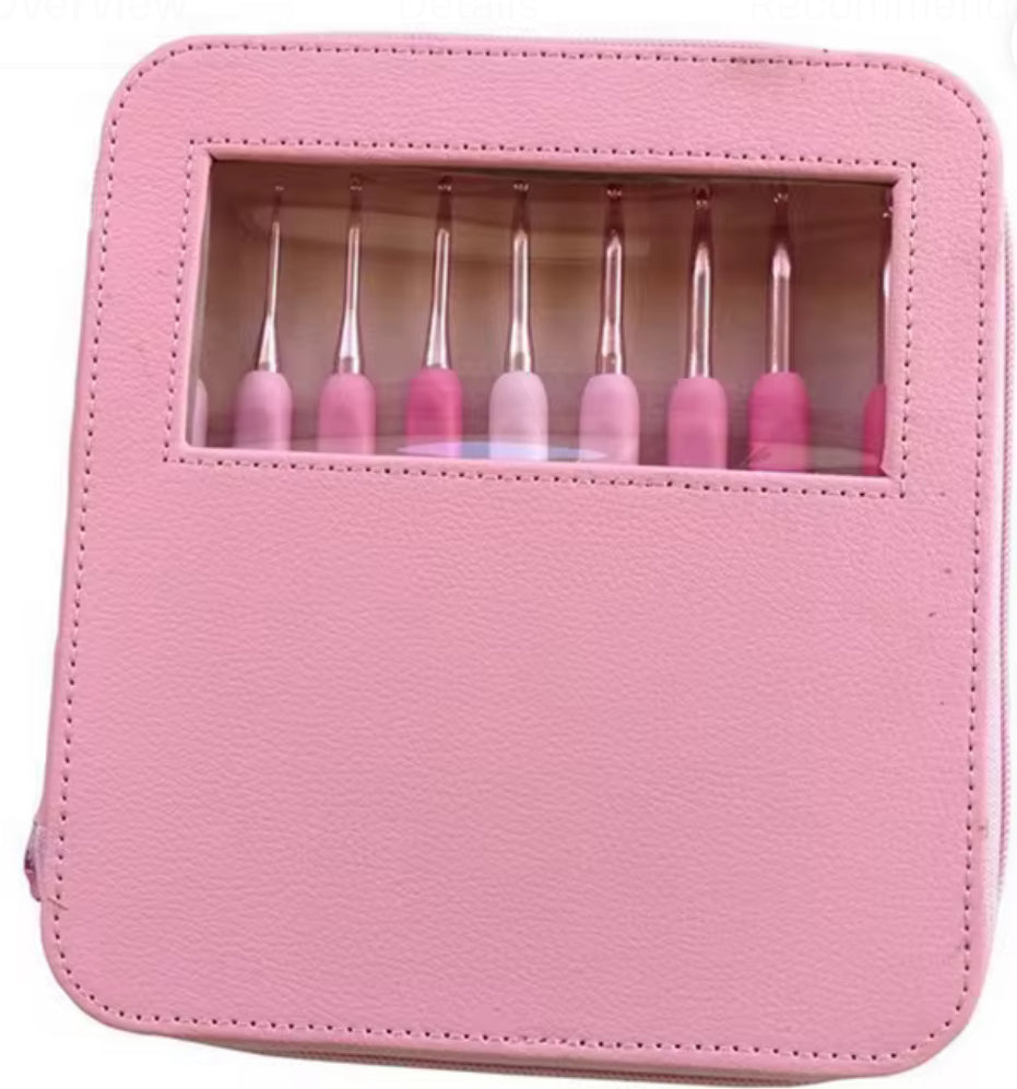 Cartuchera con agujas rosa ergonómica