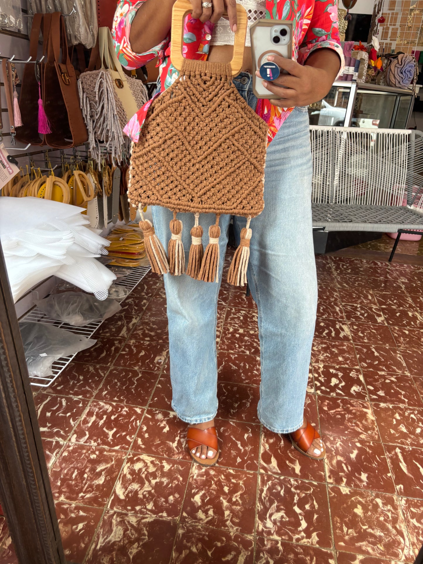 Cartera macramé doble tono