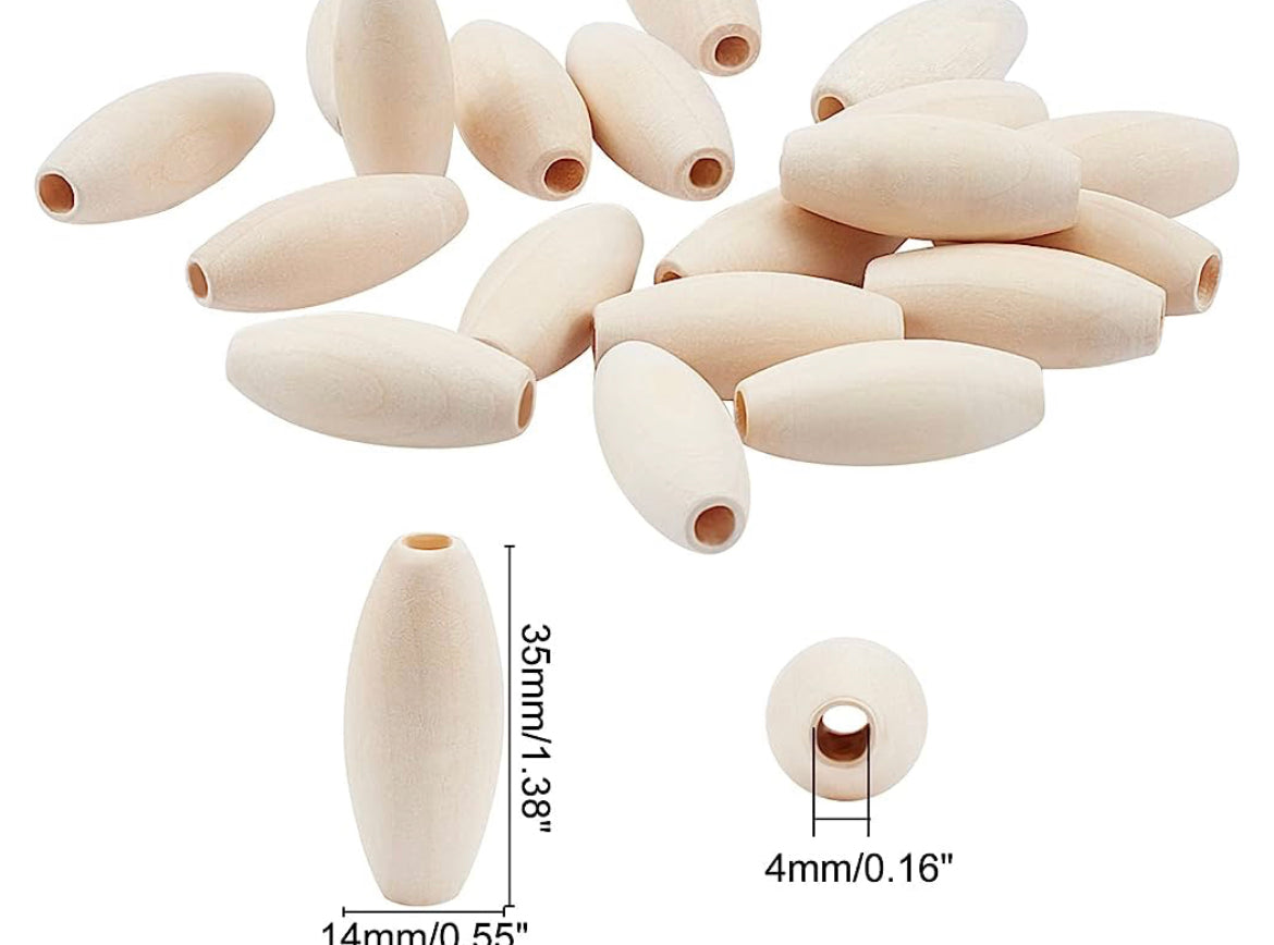 OVAL WOODEN BEADS 6 PACK