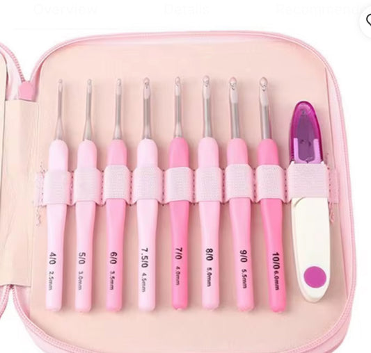 Cartuchera con agujas rosa ergonómica