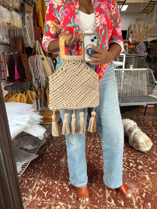 Cartera macramé doble tono